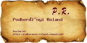 Podhorányi Roland névjegykártya